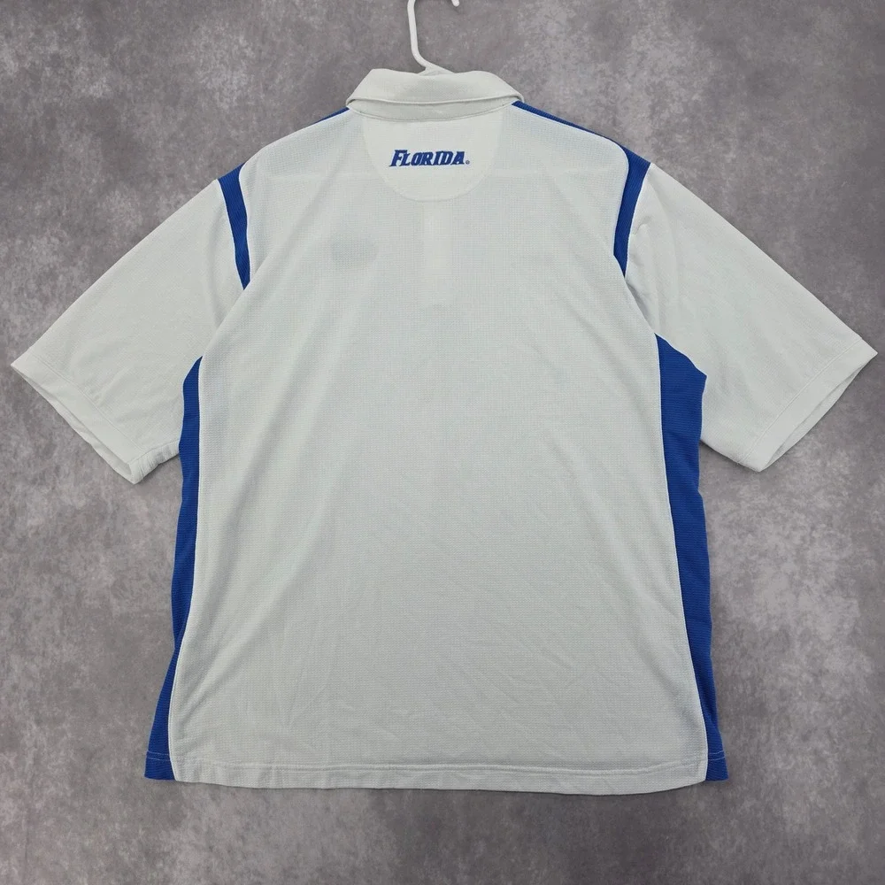Vintage Florida Gators Nike Team Polo Shirt Mens L White Blue FIT DRY Athletic